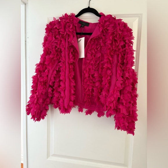 Zara fushia Petal Textured Fitted Statement Jacket – Size Medium - Picture 4 of 13